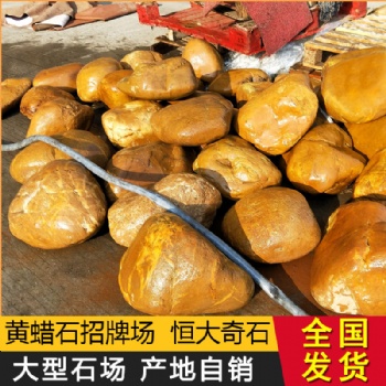別墅魚池駁岸石黃蠟石原石天然黃臘石庭院假山石頭**園林石石材