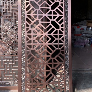 溫州 客廳仿古銅色拉絲鋁雕隔斷廠家定制
