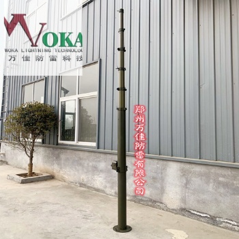 神星牒便攜可拆卸升降式避雷針 12米15米18米碳纖維升降桿接閃器防雷廠家直供