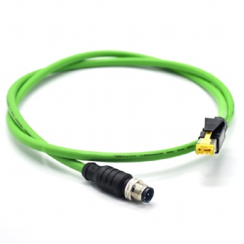 M12 D扣轉RJ45全屏蔽連接器 profinet百兆電纜