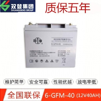 雙登蓄電池6-GFM-40免維護12V40AH泰州廠家銷售