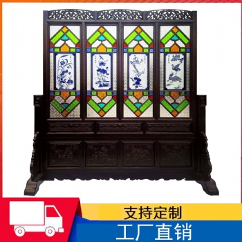 明清彩色鑲嵌玻璃滿洲窗家具家用客廳工藝美術(shù)家私餐廳酒吧隔斷
