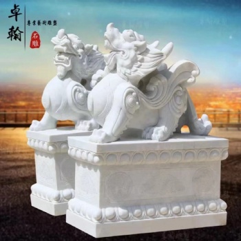 石雕貔貅一對庭院戶外酒店門口擺件家用天然晚霞紅漢白玉石頭貔貅