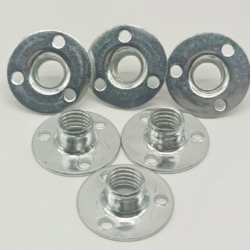 M6M8M10M12鐵板螺母家具夾板對鎖螺母沙發腳鎖緊鍍鋅三孔螺母螺帽