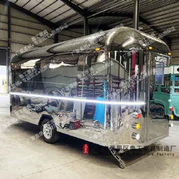 定制餐車清風鏡面不銹鋼街景移動復古售賣車奶茶冰淇淋咖啡車